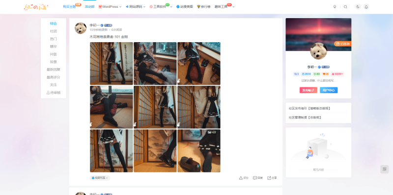 子比主题美化 – 论坛列表九宫格图片-极客源码