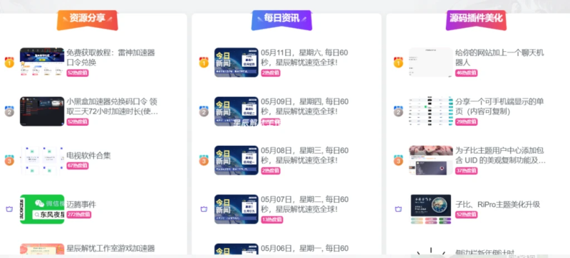 子比主题美化 – 首页排名榜样式美化-极客源码